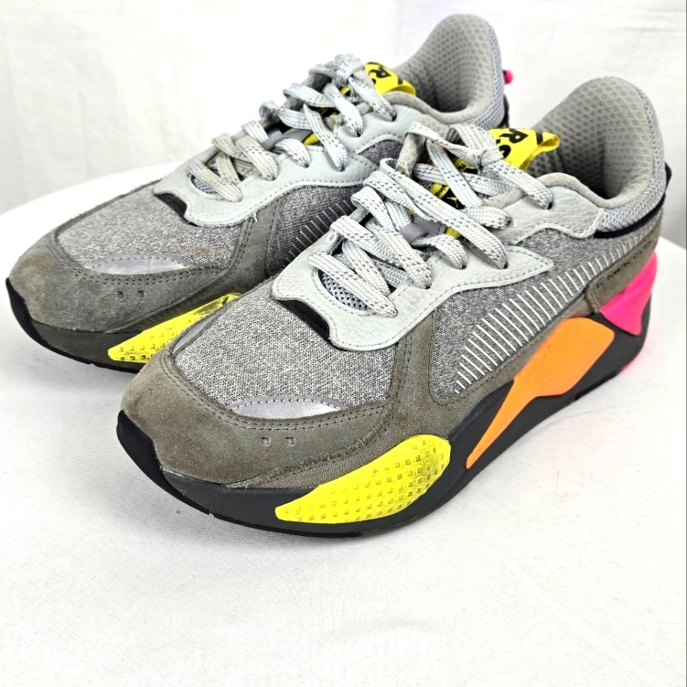 Puma RS-F Women's Gray and Yellow Walking Sneakers Sz 8